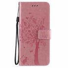 For Oppo Reno4 5G Tree & Cat Embossed Pattern Horizontal Flip Leather Case with Holder & Card Slots & Wallet & Lanyard(Pink) - 2