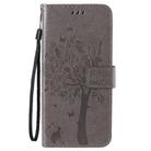 For Oppo Reno4 5G Tree & Cat Embossed Pattern Horizontal Flip Leather Case with Holder & Card Slots & Wallet & Lanyard(Grey) - 2