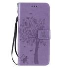 For Oppo Reno4 Pro 5G Tree & Cat Embossed Pattern Horizontal Flip Leather Case with Holder & Card Slots & Wallet & Lanyard(Light Purple) - 2