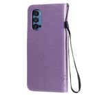 For Oppo Reno4 Pro 5G Tree & Cat Embossed Pattern Horizontal Flip Leather Case with Holder & Card Slots & Wallet & Lanyard(Light Purple) - 3