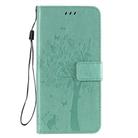 For Oppo Reno4 Pro 5G Tree & Cat Embossed Pattern Horizontal Flip Leather Case with Holder & Card Slots & Wallet & Lanyard(Green) - 2