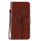 For Oppo Reno4 Pro 5G Tree & Cat Embossed Pattern Horizontal Flip Leather Case with Holder & Card Slots & Wallet & Lanyard(Coffee) - 2