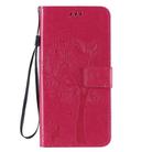 For Oppo Reno4 Pro 5G Tree & Cat Embossed Pattern Horizontal Flip Leather Case with Holder & Card Slots & Wallet & Lanyard(Rose Red) - 2