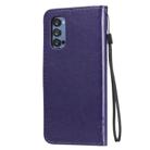 For Oppo Reno4 Pro 5G Tree & Cat Embossed Pattern Horizontal Flip Leather Case with Holder & Card Slots & Wallet & Lanyard(Purple) - 3