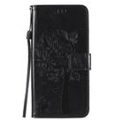 For Oppo Reno4 Pro 5G Tree & Cat Embossed Pattern Horizontal Flip Leather Case with Holder & Card Slots & Wallet & Lanyard(Black) - 2