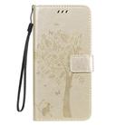 For Oppo Reno4 Pro 5G Tree & Cat Embossed Pattern Horizontal Flip Leather Case with Holder & Card Slots & Wallet & Lanyard(Gold) - 2