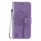 For Xiaomi Redmi 9 Tree & Cat Embossed Pattern Horizontal Flip Leather Case with Holder & Card Slots & Wallet & Lanyard(Light Purple) - 2