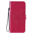 For Xiaomi Redmi 9 Tree & Cat Embossed Pattern Horizontal Flip Leather Case with Holder & Card Slots & Wallet & Lanyard(Rose Red) - 2