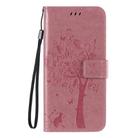 For Xiaomi Redmi 9 Tree & Cat Embossed Pattern Horizontal Flip Leather Case with Holder & Card Slots & Wallet & Lanyard(Pink) - 2