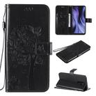 For Xiaomi Redmi 9 Tree & Cat Embossed Pattern Horizontal Flip Leather Case with Holder & Card Slots & Wallet & Lanyard(Black) - 1