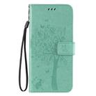 For Xiaomi Redmi 10X 5G / 10X Pro 5G Tree & Cat Embossed Pattern Horizontal Flip Leather Case with Holder & Card Slots & Wallet & Lanyard(Green) - 1