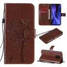 For Xiaomi Redmi 10X 5G / 10X Pro 5G Tree & Cat Embossed Pattern Horizontal Flip Leather Case with Holder & Card Slots & Wallet & Lanyard(Coffee) - 1