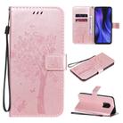 For Xiaomi Redmi 10X 5G / 10X Pro 5G Tree & Cat Embossed Pattern Horizontal Flip Leather Case with Holder & Card Slots & Wallet & Lanyard(Rose Gold) - 1