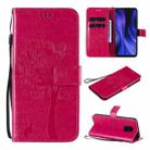 For Xiaomi Redmi 10X 5G / 10X Pro 5G Tree & Cat Embossed Pattern Horizontal Flip Leather Case with Holder & Card Slots & Wallet & Lanyard(Rose Red) - 1