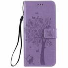 For Xiaomi Mi 10 Lite / Mi 10 Lite 5G Tree & Cat Embossed Pattern Horizontal Flip Leather Case with Holder & Card Slots & Wallet & Lanyard(Light Purple) - 2