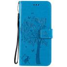 For Xiaomi Mi 10 Lite / Mi 10 Lite 5G Tree & Cat Embossed Pattern Horizontal Flip Leather Case with Holder & Card Slots & Wallet & Lanyard(Blue) - 2