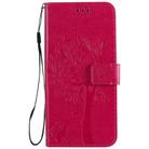 For Xiaomi Mi 10 Lite / Mi 10 Lite 5G Tree & Cat Embossed Pattern Horizontal Flip Leather Case with Holder & Card Slots & Wallet & Lanyard(Rose Red) - 2