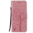 For Xiaomi Mi 10 Lite / Mi 10 Lite 5G Tree & Cat Embossed Pattern Horizontal Flip Leather Case with Holder & Card Slots & Wallet & Lanyard(Pink) - 2