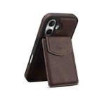 For iPhone 16 Plus Denior D20 Skin Feel MagSafe Holder Detachable Card Slot Phone Case(Brown) - 1