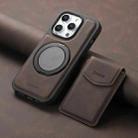 For iPhone 16 Plus Denior D20 Skin Feel MagSafe Holder Detachable Card Slot Phone Case(Brown) - 2