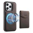For iPhone 15 Pro Max Denior D20 Skin Feel MagSafe Holder Detachable Card Slot Phone Case(Brown) - 1