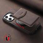For iPhone 15 Pro Max Denior D20 Skin Feel MagSafe Holder Detachable Card Slot Phone Case(Brown) - 3