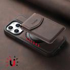 For iPhone 15 Pro Denior D20 Skin Feel MagSafe Holder Detachable Card Slot Phone Case(Brown) - 3