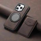 For iPhone 14 / 13 Denior D20 Skin Feel MagSafe Holder Detachable Card Slot Phone Case(Brown) - 2