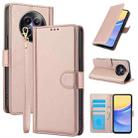 For Realme 12 5G / 12x 5G / C65 5G Skin Feel Pure Color Card Slots Leather Phone Case with Dual Lanyard(Rose Gold) - 1