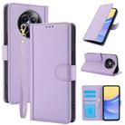 For Realme 12 5G / 12x 5G / C65 5G Skin Feel Pure Color Card Slots Leather Phone Case with Dual Lanyard(Purple) - 1