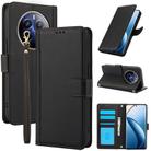 For Realme 12 Pro / 12 Pro+ Skin Feel Pure Color Card Slots Leather Phone Case with Dual Lanyard(Black) - 1