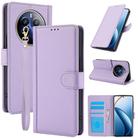 For Realme 12 Pro / 12 Pro+ Skin Feel Pure Color Card Slots Leather Phone Case with Dual Lanyard(Purple) - 1