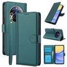 For Realme 12+ / Narzo 70 Global Skin Feel Pure Color Card Slots Leather Phone Case with Dual Lanyard(Green) - 1