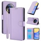 For Realme 12+ / Narzo 70 Global Skin Feel Pure Color Card Slots Leather Phone Case with Dual Lanyard(Purple) - 1