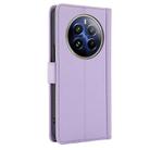 For Realme 12+ / Narzo 70 Global Skin Feel Pure Color Card Slots Leather Phone Case with Dual Lanyard(Purple) - 3