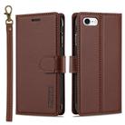 For iPhone 7 / 8 / SE 2020 2022 LC.IMEEKE L2 Series Detachable Magsafe PU Phone Case with Lanyard(Brown) - 1