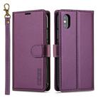 For iPhone X / XS LC.IMEEKE L2 Series Detachable Magsafe PU Phone Case with Lanyard(Purple) - 1