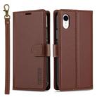 For iPhone XR LC.IMEEKE L2 Series Detachable Magsafe PU Phone Case with Lanyard(Brown) - 1