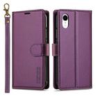 For iPhone XR LC.IMEEKE L2 Series Detachable Magsafe PU Phone Case with Lanyard(Purple) - 1