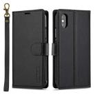 For iPhone XS Max LC.IMEEKE L2 Series Detachable Magsafe PU Phone Case with Lanyard(Black) - 1