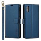 For iPhone XS Max LC.IMEEKE L2 Series Detachable Magsafe PU Phone Case with Lanyard(Blue) - 1