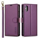 For iPhone XS Max LC.IMEEKE L2 Series Detachable Magsafe PU Phone Case with Lanyard(Purple) - 1