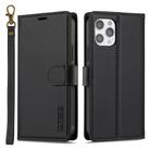 For iPhone 12 / 12 Pro LC.IMEEKE L2 Series Detachable Magsafe PU Phone Case with Lanyard(Black) - 1