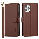 For iPhone 12 / 12 Pro LC.IMEEKE L2 Series Detachable Magsafe PU Phone Case with Lanyard(Brown) - 1