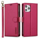 For iPhone 12 Pro Max LC.IMEEKE L2 Series Detachable Magsafe PU Phone Case with Lanyard(Red) - 1