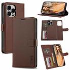 For iPhone 13 Pro Max LC.IMEEKE L2 Series Detachable Magsafe PU Phone Case with Lanyard(Brown) - 1