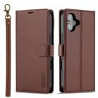 For iPhone 16 Plus LC.IMEEKE L2 Series Detachable Magsafe PU Phone Case with Lanyard(Brown) - 1