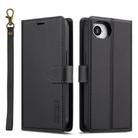 For iPhone 16e LC.IMEEKE L2 Series Detachable Magsafe PU Phone Case with Lanyard(Black) - 1