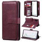 For Samsung Galaxy Note10+ Multifunctional Magnetic Copper Buckle Horizontal Flip Solid Color Leather Case with 10 Card Slots & Wallet & Holder & Photo Frame(Wine Red) - 1