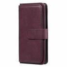 For Samsung Galaxy Note10 Multifunctional Magnetic Copper Buckle Horizontal Flip Solid Color Leather Case with 10 Card Slots & Wallet & Holder & Photo Frame(Wine Red) - 2